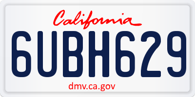 CA license plate 6UBH629