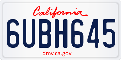 CA license plate 6UBH645