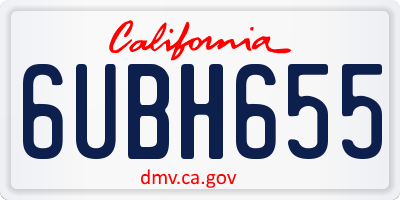 CA license plate 6UBH655
