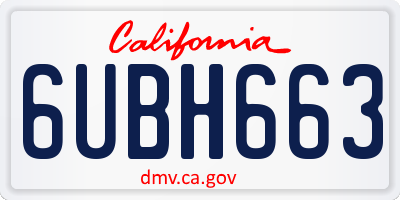 CA license plate 6UBH663