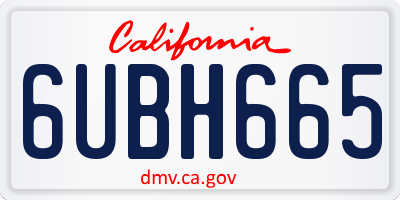 CA license plate 6UBH665