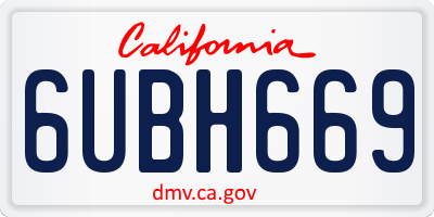 CA license plate 6UBH669