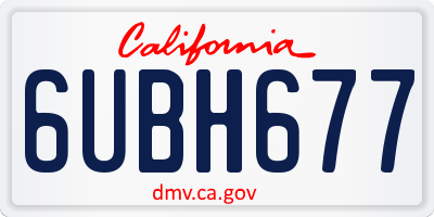 CA license plate 6UBH677