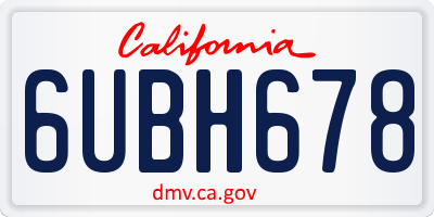 CA license plate 6UBH678