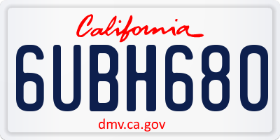 CA license plate 6UBH680