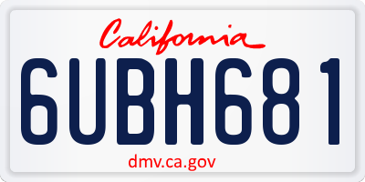 CA license plate 6UBH681
