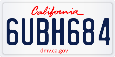CA license plate 6UBH684