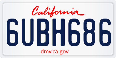 CA license plate 6UBH686