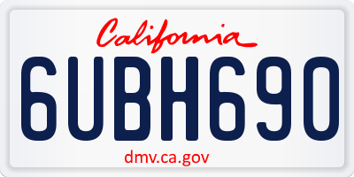CA license plate 6UBH690