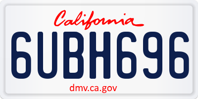 CA license plate 6UBH696
