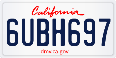 CA license plate 6UBH697