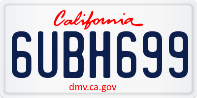 CA license plate 6UBH699