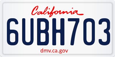 CA license plate 6UBH703