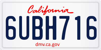 CA license plate 6UBH716