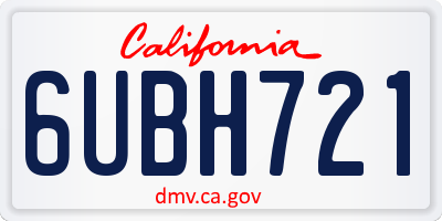 CA license plate 6UBH721