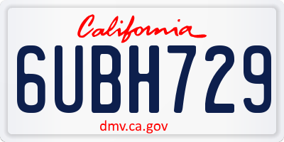 CA license plate 6UBH729