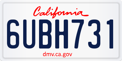 CA license plate 6UBH731