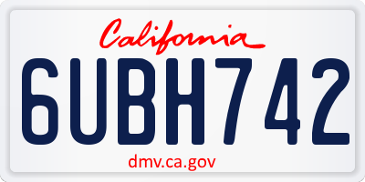 CA license plate 6UBH742