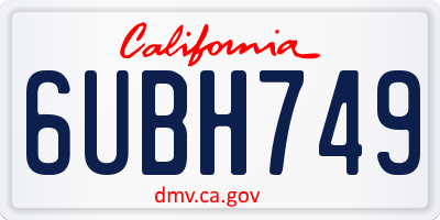 CA license plate 6UBH749
