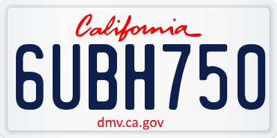 CA license plate 6UBH750