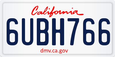 CA license plate 6UBH766