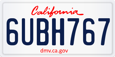 CA license plate 6UBH767