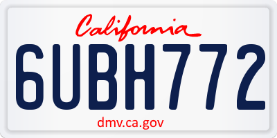 CA license plate 6UBH772