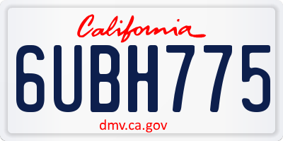 CA license plate 6UBH775