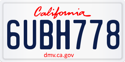 CA license plate 6UBH778