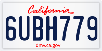 CA license plate 6UBH779
