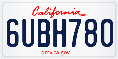 CA license plate 6UBH780