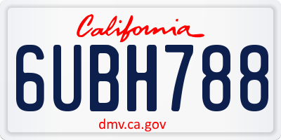 CA license plate 6UBH788