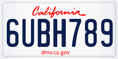 CA license plate 6UBH789