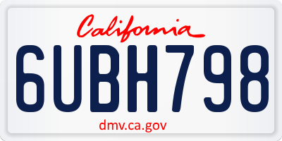 CA license plate 6UBH798
