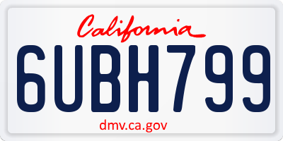 CA license plate 6UBH799