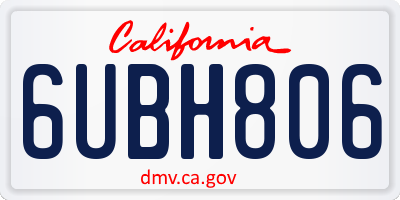 CA license plate 6UBH806