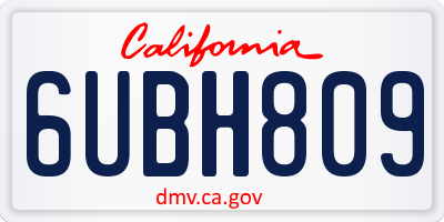 CA license plate 6UBH809