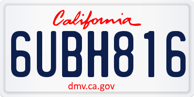 CA license plate 6UBH816
