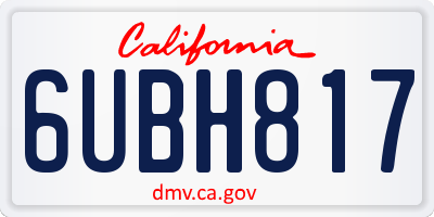 CA license plate 6UBH817