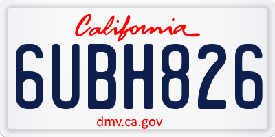CA license plate 6UBH826