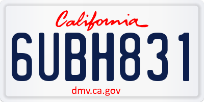 CA license plate 6UBH831