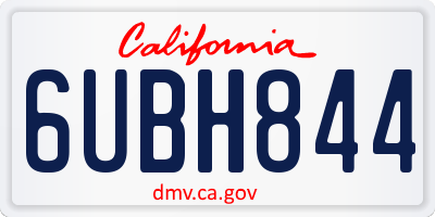 CA license plate 6UBH844