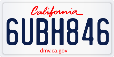 CA license plate 6UBH846