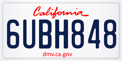 CA license plate 6UBH848