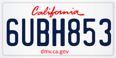 CA license plate 6UBH853