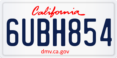 CA license plate 6UBH854