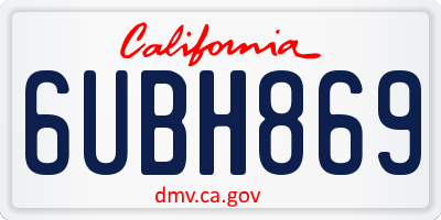 CA license plate 6UBH869