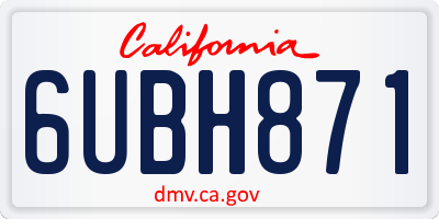 CA license plate 6UBH871