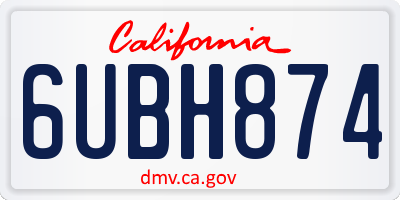 CA license plate 6UBH874