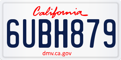 CA license plate 6UBH879